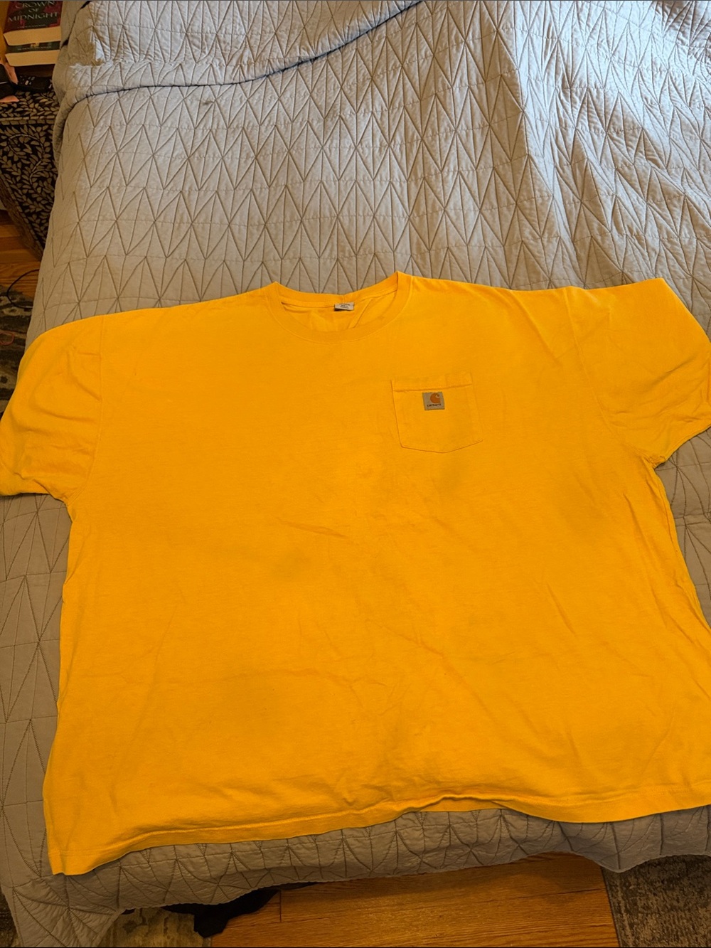 Carhartt Men’s Bright Yellow Pocket Short-Sleeve Tee stained